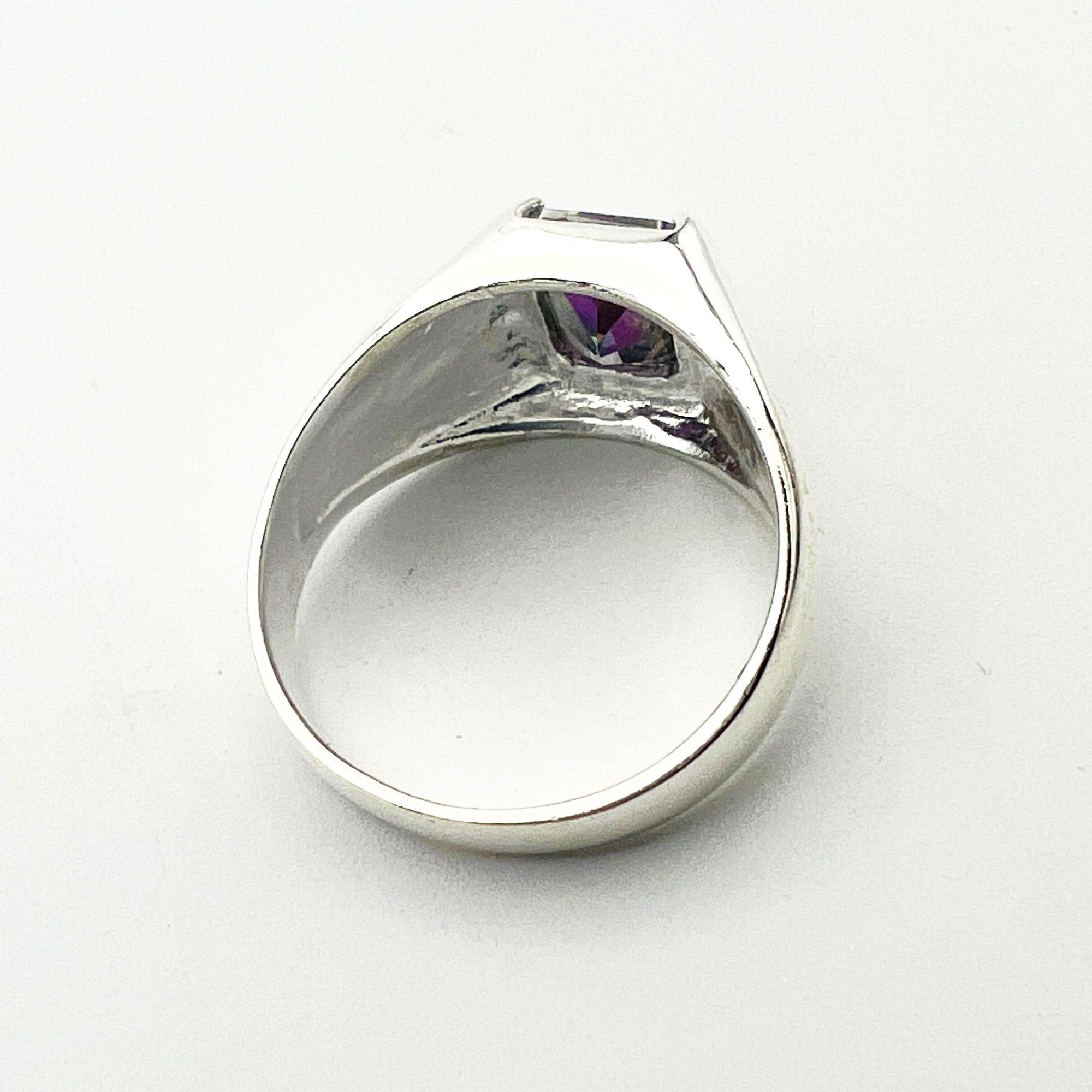 Men's Turkish Handmade Mystic Topaz 925 Sterling Silver Ring - Bold & Unique Design