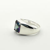 Men's Turkish Handmade Mystic Topaz 925 Sterling Silver Ring - Bold & Unique Design