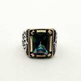 Turkish Handmade Men's Mystic Topaz 925 Sterling Silver Ring