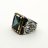 Turkish Handmade Men's Mystic Topaz 925 Sterling Silver Ring