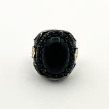 Vintage Ottoman 925 Sterling Silver Men's Black Onyx Gemstone Ring