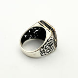 Handcrafted Men's Ottoman-Style 925 Sterling Silver Ring with Natural Black Onyx Stone