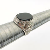 خاتم رجالي يدوي الصنع من الفضة الإسترلينية 925 بأونيكس بيضاوي - مجوهرات بيان على الطراز العثماني