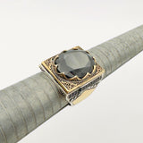 Handcrafted Ottoman Style Men's Oval Black Onyx 925 Sterling Silver Ring | Thoughtful Gift