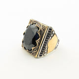 Handcrafted Ottoman Style Men's Oval Black Onyx 925 Sterling Silver Ring | Thoughtful Gift