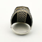 خاتم رجالي من الفضة الإسترلينية 925 على الطراز العثماني مصنوع يدوياً مع حجر الياقوت الغارنيت