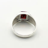 Handmade Turkish Sterling Silver Ruby Ring for Men | Modern Minimalist Signet Style