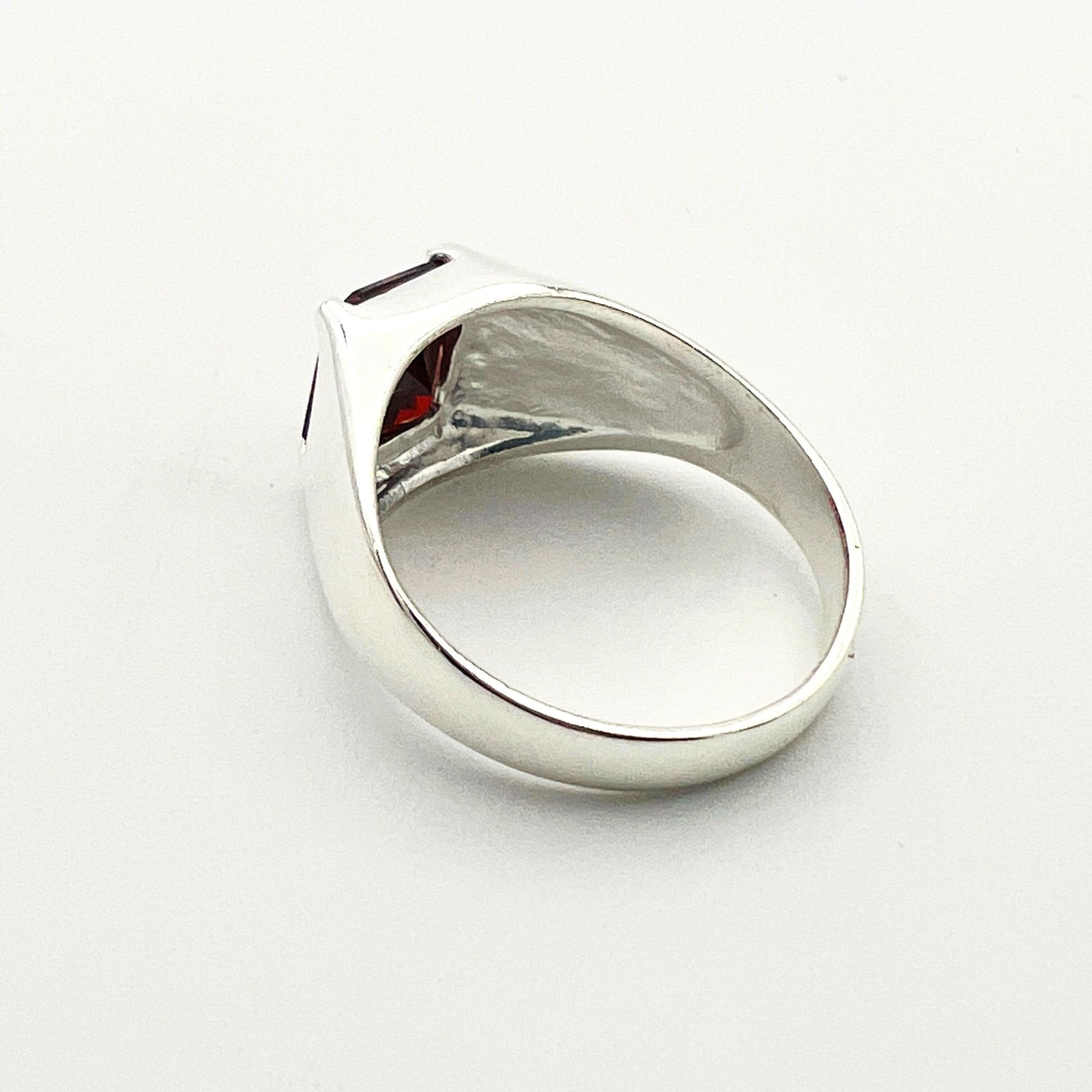 Handmade Turkish Sterling Silver Ruby Ring for Men | Modern Minimalist Signet Style