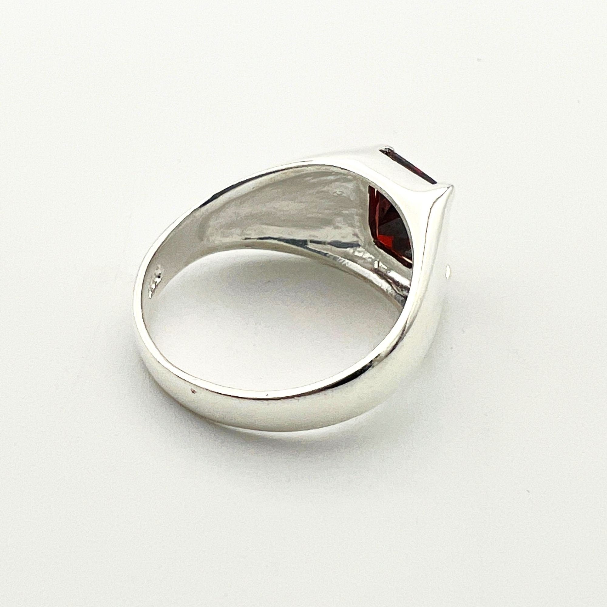 Handmade Turkish Sterling Silver Ruby Ring for Men | Modern Minimalist Signet Style