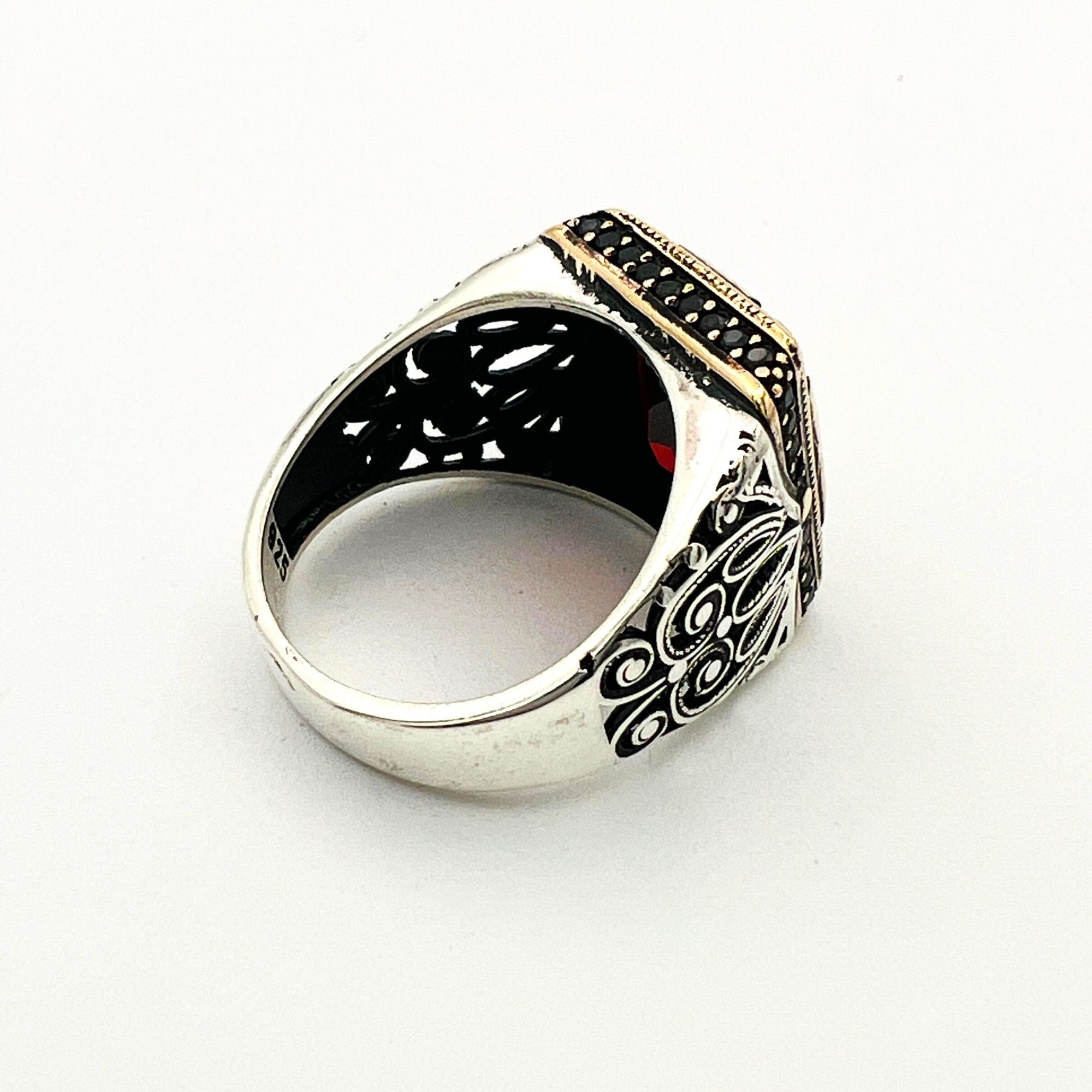 Men's Handmade Ruby Stone Silver Ring