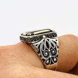 Men's Handmade Ruby Stone Silver Ring