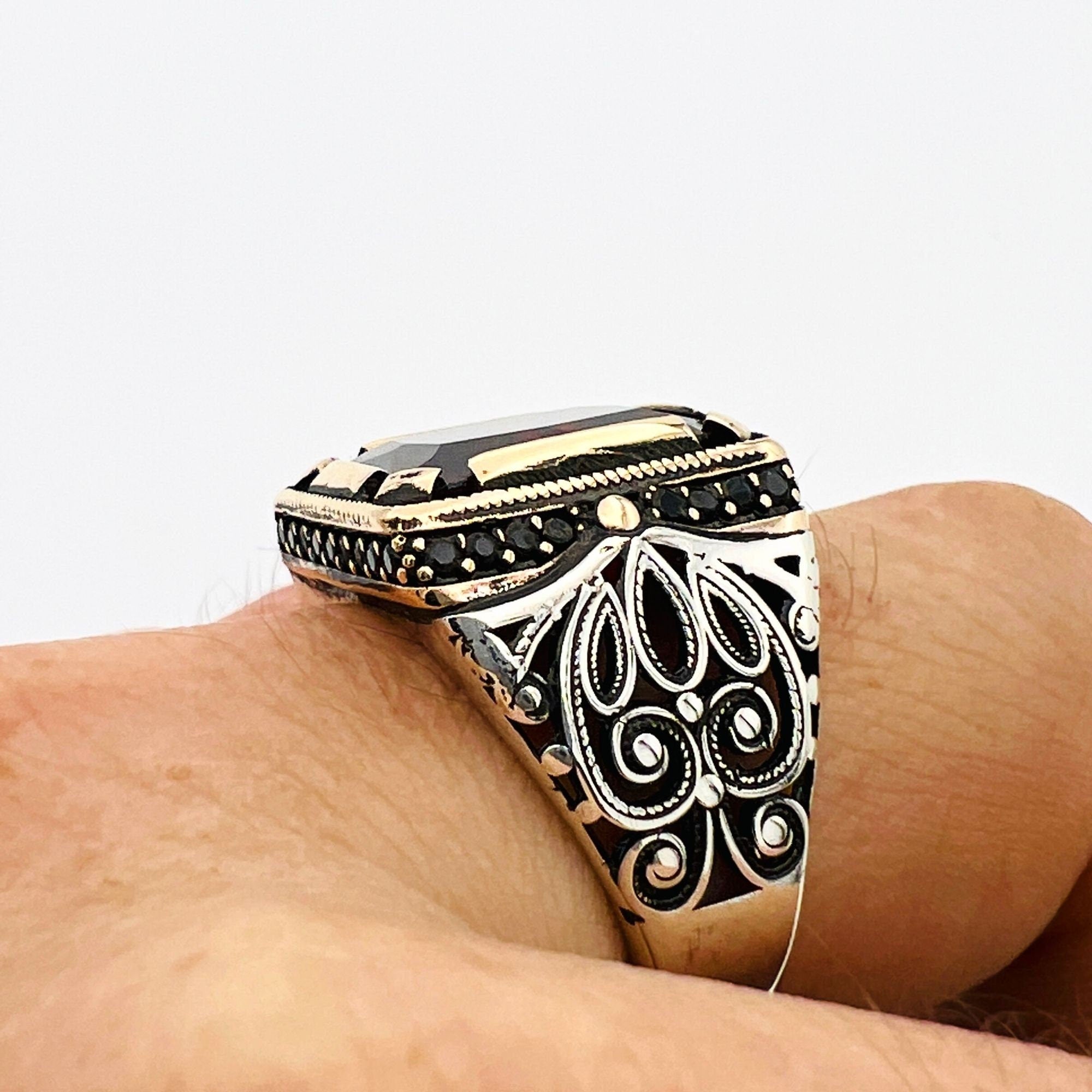 Men's Handmade Ruby Stone Silver Ring