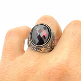 Handmade Men's Ruby Stone Silver Ring