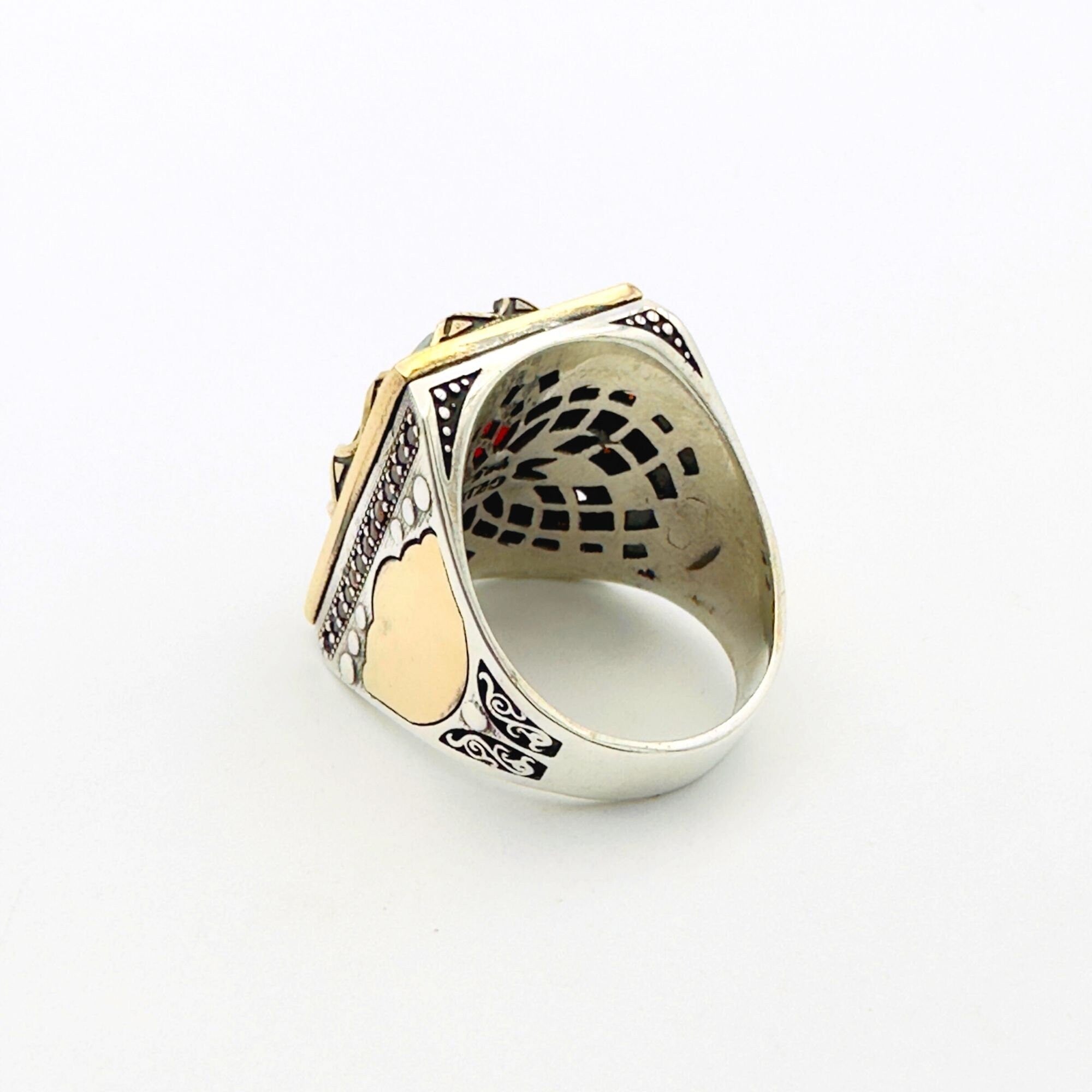 Men's Handmade Ottoman Style Ruby Ring - 925 Sterling Silver Gemstone Gift for Him