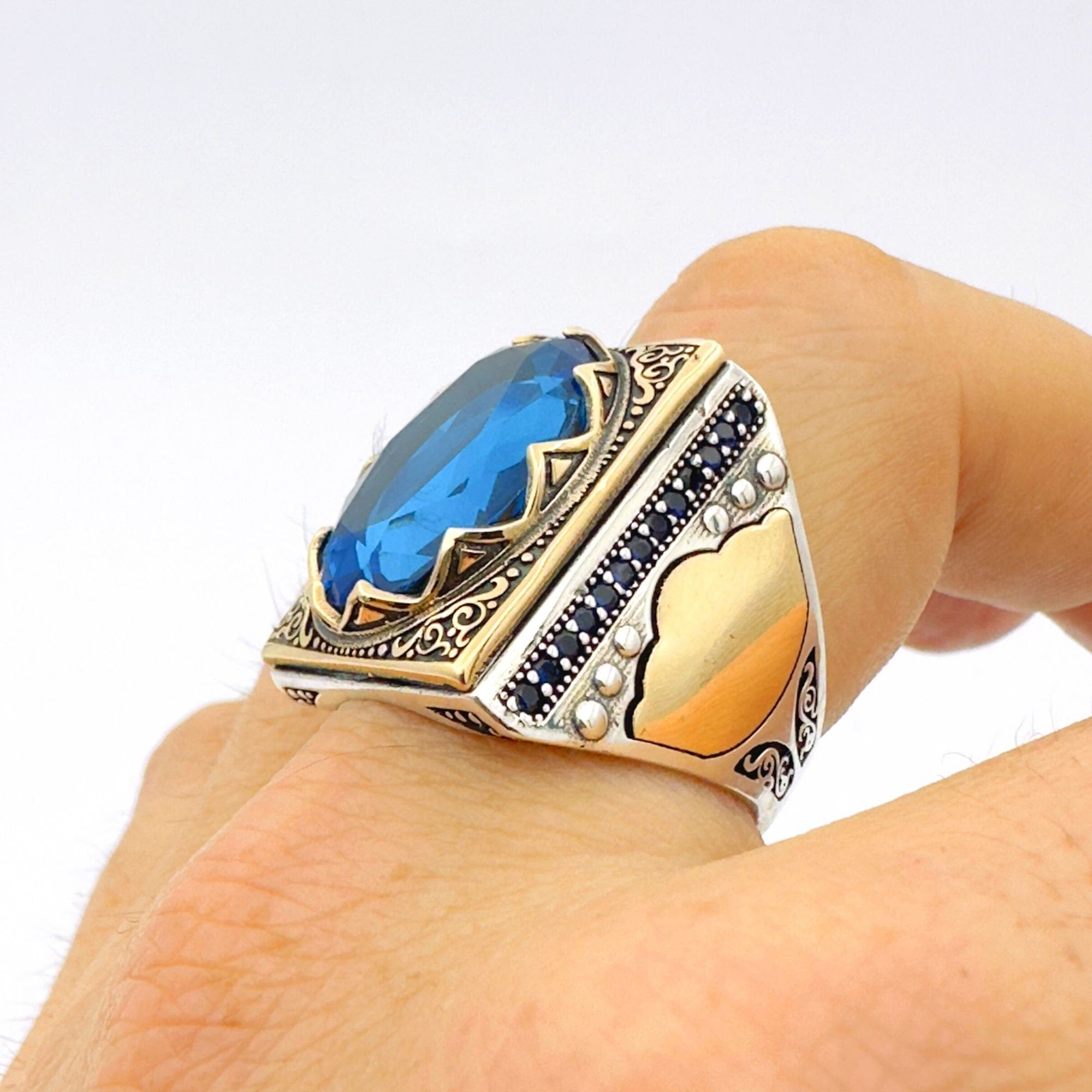 Men's Blue Sapphire Stone Ring
