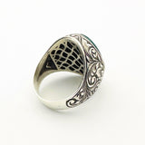 خاتم عثماني رجالي من عقيق أخضر فضة استرلينية 925 يدوية الصنع | مجوهرات حرفي تركي