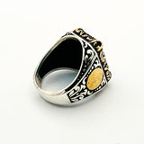 Turkish Handmade Men's Aquamarine 925 Sterling Silver Ring - Ottoman Style Gift for Him