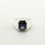 Men's Turkish Handmade Mystic Topaz 925 Sterling Silver Ring - Bold & Unique Design