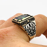 Turkish Handmade Men's Mystic Topaz 925 Sterling Silver Ring
