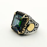Handmade Men's Turkish Mystic Topaz 925 Sterling Silver Ring