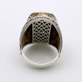 Handmade Turkish Men's 925 Sterling Silver Ring | Vibrant Green Emerald Statement Jewelry