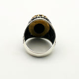 Handcrafted Ottoman Style Men's Oval Black Onyx 925 Sterling Silver Ring