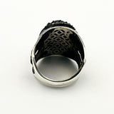 Vintage Ottoman 925 Sterling Silver Men's Black Onyx Gemstone Ring