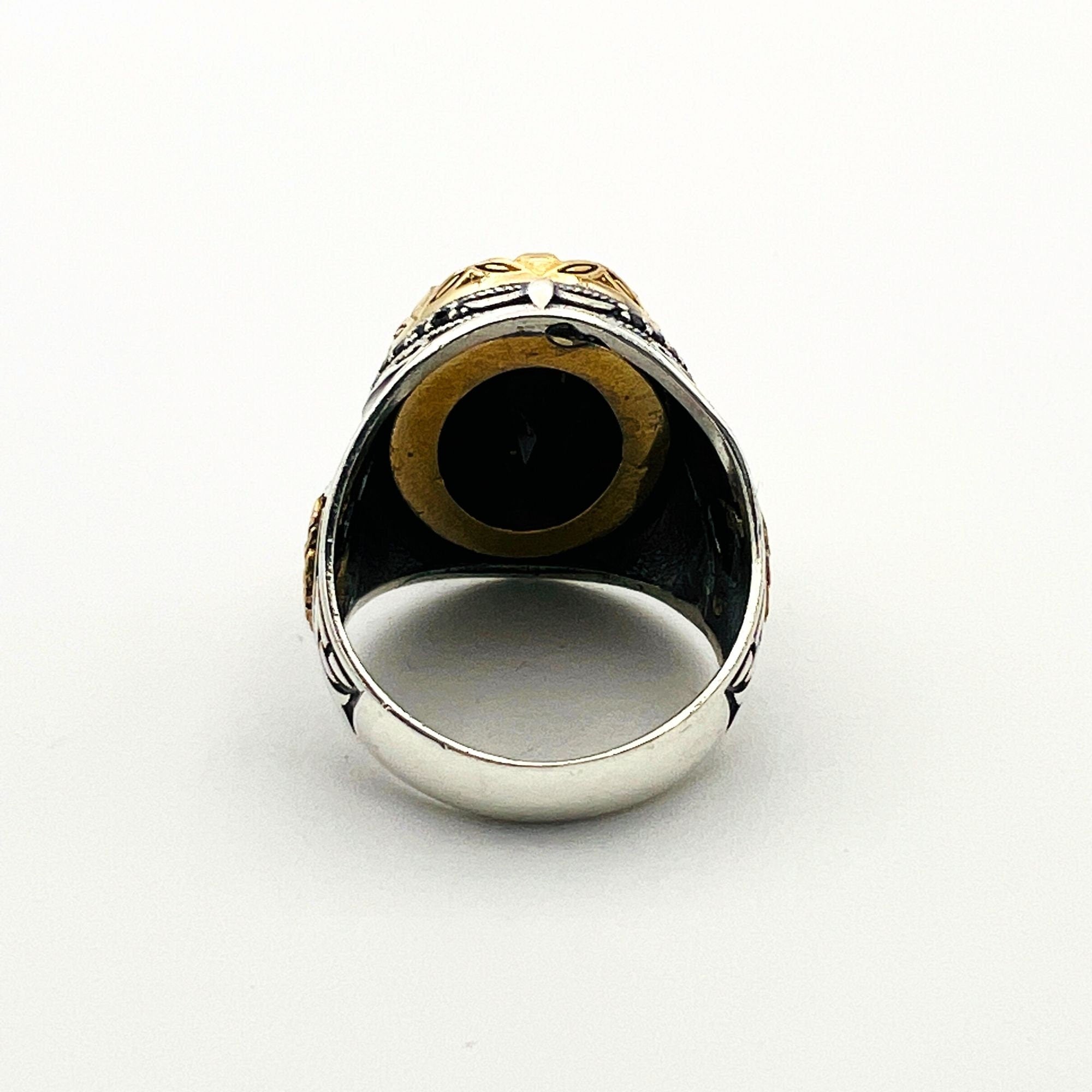 Handcrafted Men's Ottoman-Style 925 Sterling Silver Black Onyx Ring