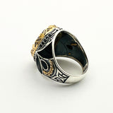 Handcrafted Men's Ottoman-Style 925 Sterling Silver Black Onyx Ring