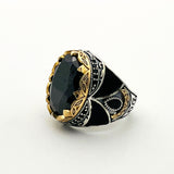Handcrafted Men's Ottoman-Style 925 Sterling Silver Black Onyx Ring