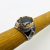 Handcrafted Men's Ottoman-Style 925 Sterling Silver Black Onyx Ring