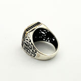 Handcrafted Men's Ottoman-Style 925 Sterling Silver Ring with Natural Black Onyx Stone