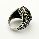 خاتم رجالي من الفضة الإسترلينية 925 على الطراز العثماني مصنوع يدوياً مع حجر الياقوت الغارنيت