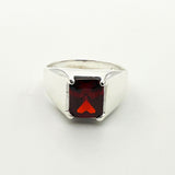 Handmade Turkish Sterling Silver Ruby Ring for Men | Modern Minimalist Signet Style