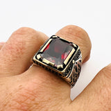 Men's Handmade Ruby Stone Silver Ring