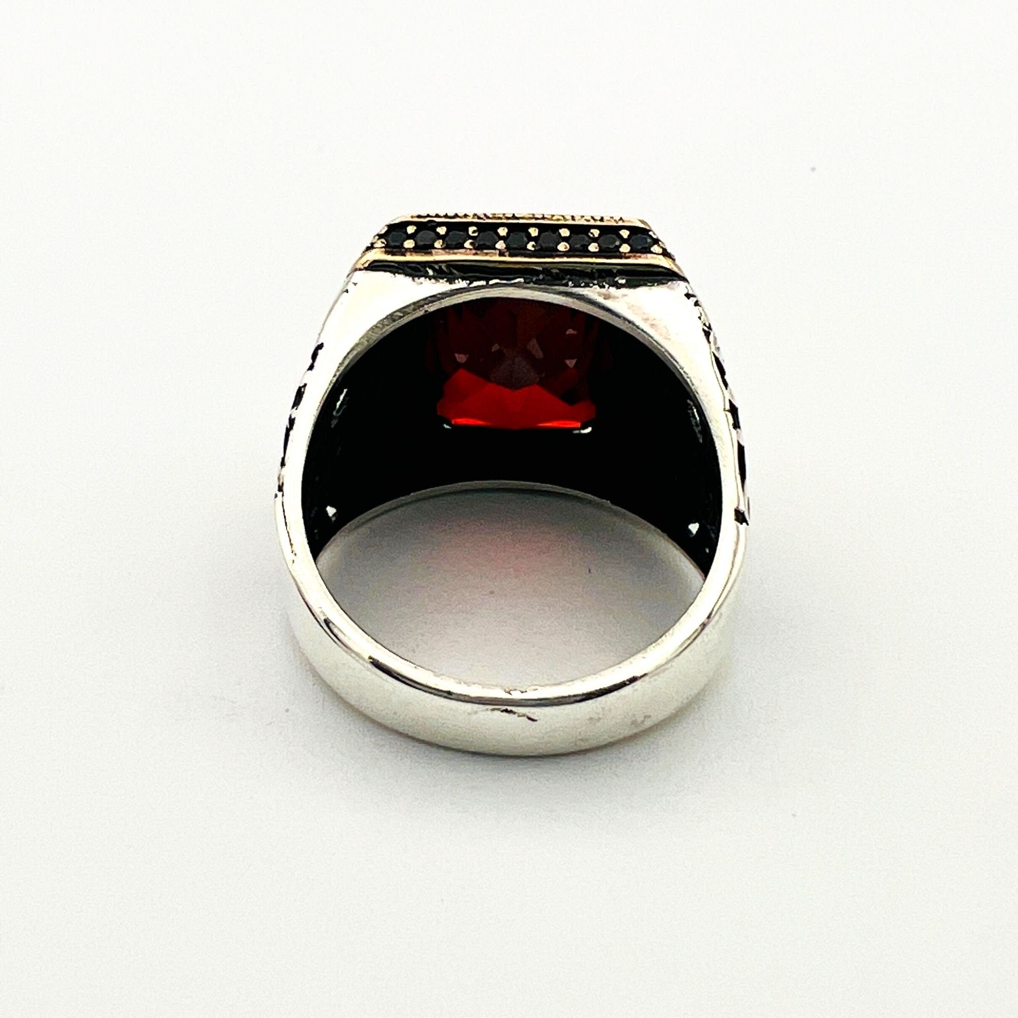 Men's Handmade Ruby Stone Silver Ring