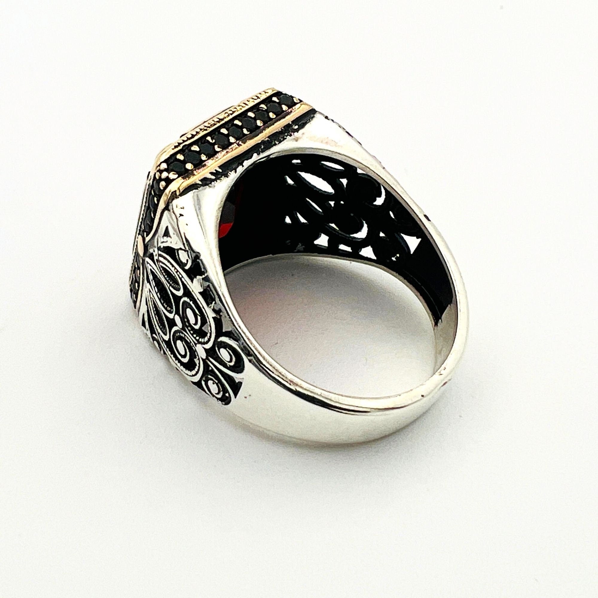 Men's Handmade Ruby Stone Silver Ring