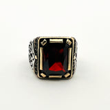 Men's Handmade Ruby Stone Silver Ring