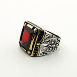 Men's Handmade Ruby Stone Silver Ring