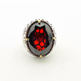 Authentic Turkish Men's Ruby Ring | Handcrafted 925 Sterling Silver Ottoman Jewelry