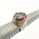 Authentic Turkish Men's Ruby Ring | Handcrafted 925 Sterling Silver Ottoman Jewelry