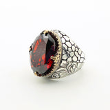 Authentic Turkish Men's Ruby Ring | Handcrafted 925 Sterling Silver Ottoman Jewelry