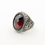 Handmade Men's Ruby Stone Silver Ring