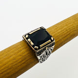 Turkish Handcrafted Men's Blue Sapphire Sterling Silver Ottoman Ring