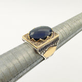 Men's Ottoman Style Blue Zircon 925 Sterling Silver Ring | Statement Gift for Him