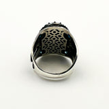 خاتم بيضاوي تركواز للرجال بتصميم بسيط - مجوهرات حجر كريم مصنوعة يدوياً من الفضة الإسترلينية 925 هدية فنية