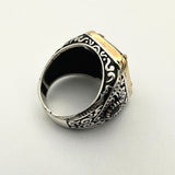 خاتم فضة إسترليني 925 تركي يدوي الصنع عتيق للرجال بحجر أميثيست بنفسجي مربع