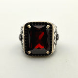 Square Red Ruby Stone Men's Ring