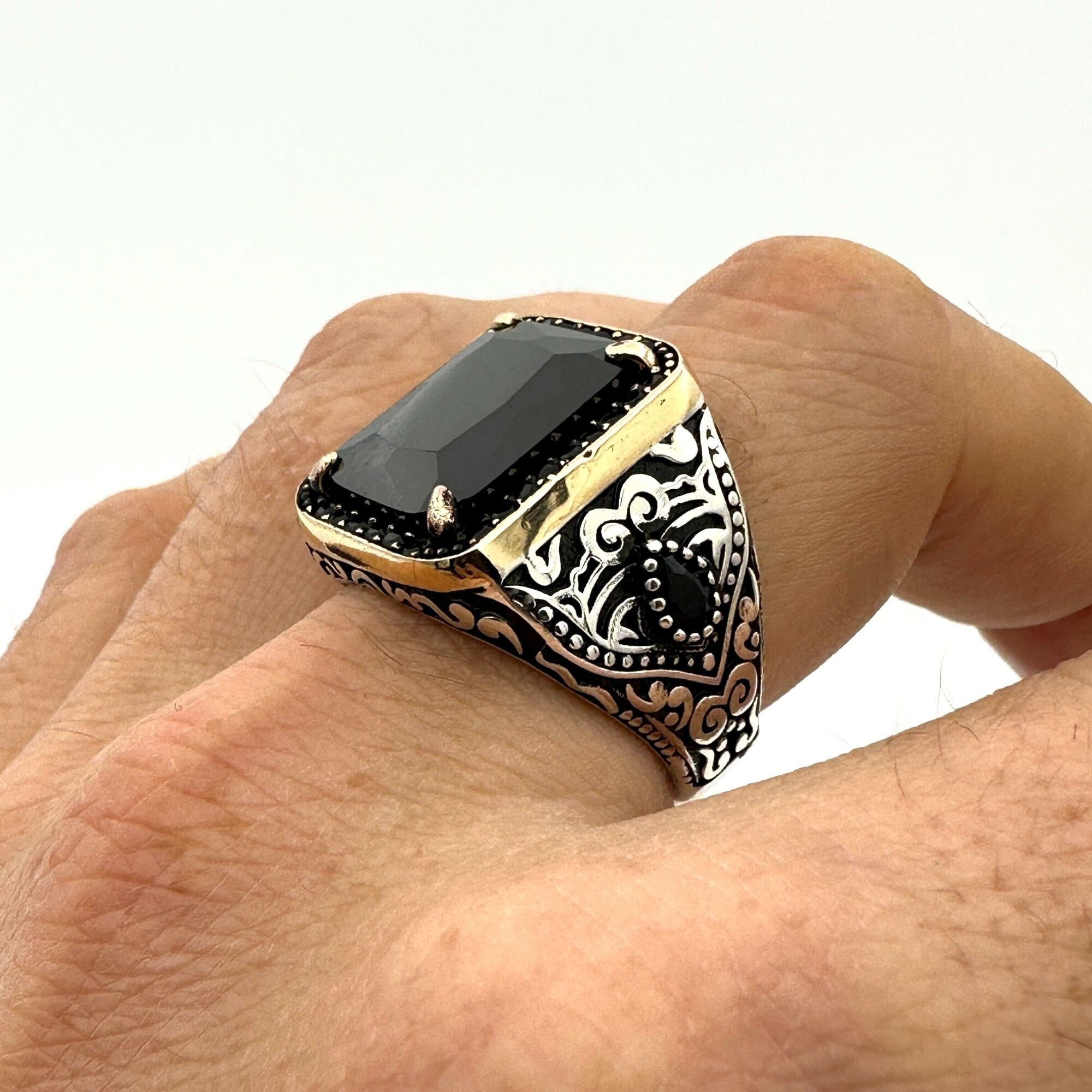 Men's Black Onyx Stone Ring