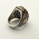 ハンドメイド メンズ レッドジルコンストーン シルバーリング